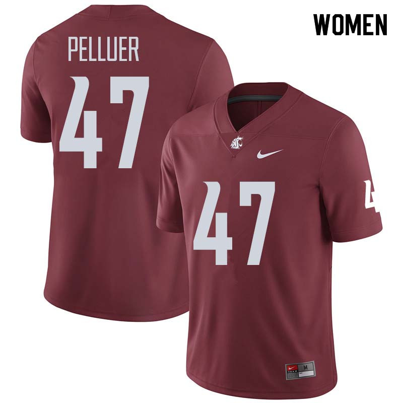 Women #47 Peyton Pelluer Washington State Cougars College Football Jerseys Sale-Crimson